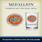 Heritage Pewter Oklahoma State Double Old Fashion | Double Rocks Glass 14 OZ for Liquor | Expertly Crafted Pewter Glass