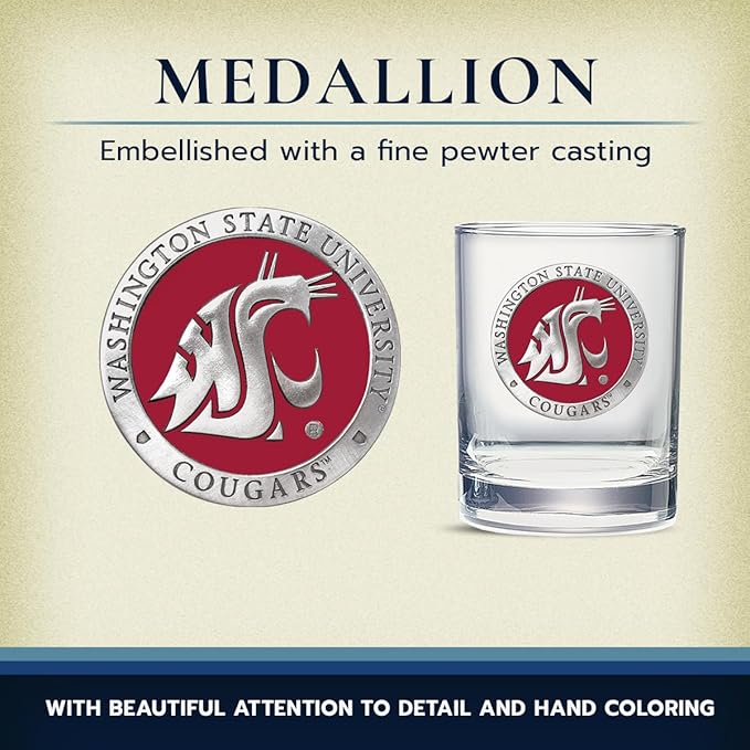 Heritage Pewter Washington State Double Old Fashion | Double Rocks Glass 14 OZ for Liquor | Expertly Crafted Pewter Glass