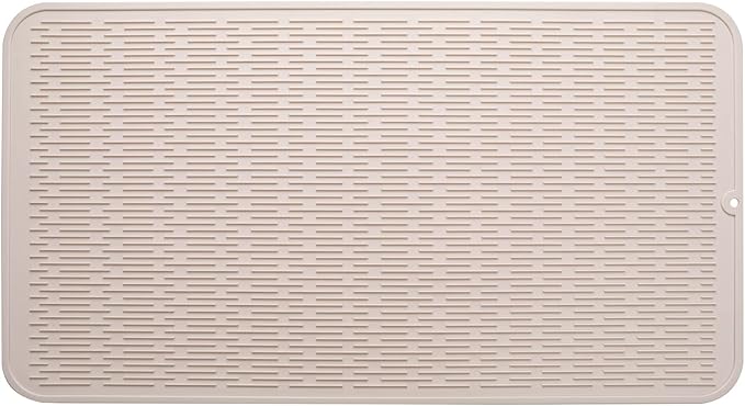 Silicone Dish Drying Mat for Multiple Usage,Easy clean,Eco-friendly,Heat-resistant Silicone Mat for Kitchen Counter or Sink,Refrigerator or Drawer Liner Tapioca 4XL 32 inches x 18 inches