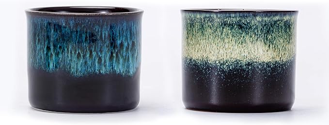 Espresso Cups Set of 2, Ceramic Espresso Cups, Expresso Shots Cups, 2.5oz Tea Cups, Demitasse Cups (2, full magic/full magic blue)