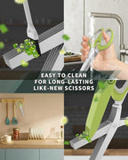 Herb Scissors,Heavy Duty Kitchen Shears for Food,Upgraded Serrated Tip for Garlic Crushing,Salad Chopper Utility Scissors,Herb Cutter with 5 Blades and Cover for Cutting Basil (Green)