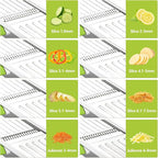 Mandoline Slicer for Kitchen, Adjustable Stainless Steel Mandoline Food Slicer, Onion Potato Cucumber Tomato Carrot Vegetable Fruit Slicer, Mandolin Veggie Cutter with Food Holder, Green