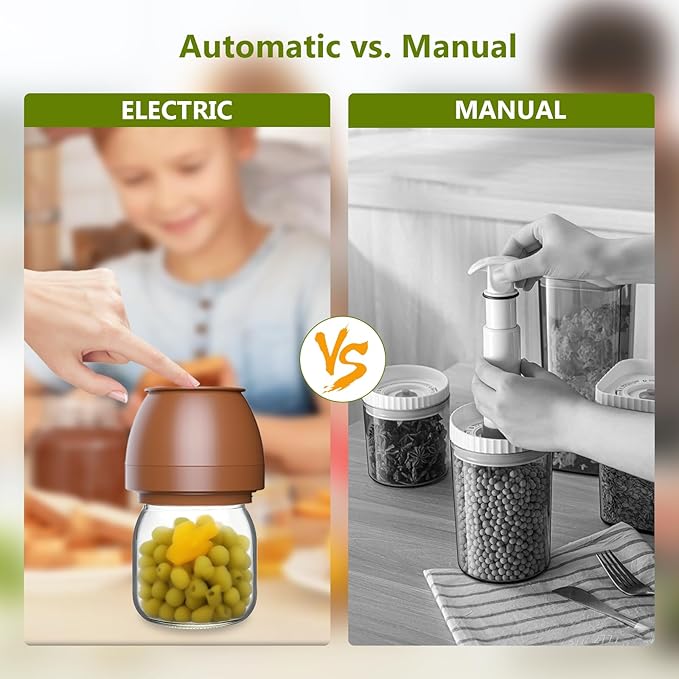 Zivif Electric Mason Jar Vacuum Sealer for Wide Mouth & Regular Mouth Mason Jar, Vacuum Sealer Kit for Food Storage and Fermentation, Includes 10 Jar Lids