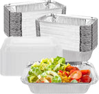 STARVAST 125 PCS Aluminum Pans 7.9 x 4.3 inch Disposable Loaf Pans With Clear Lids, 1.5lb Food Storage Containers Tin Pan for Individual Bread, Cake, Street Treats