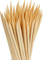 HANSGO 8Inch Natural Bamboo Skewers, with 5PCS Food Prep Gloves, 100PCS Wooden Skewers for Appetizers, Fruit, Kabobs, Grilling Kebabs, Corns, Cocktail Picks for Drinks, Sturdy & Durable