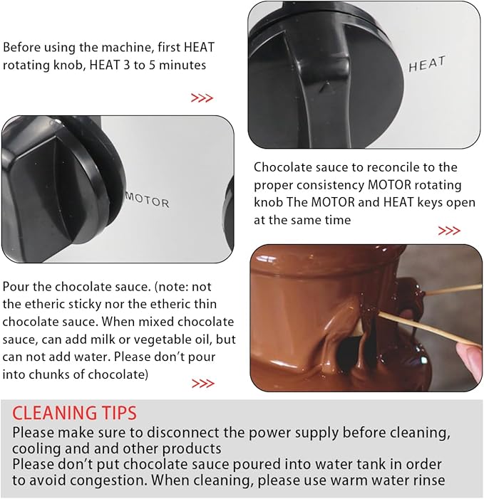 4 Tiers Chocolate Fountain Electric Chocolate Fondue Fountain,2-Pound Capacity,Stainless Steel Cascading Fondue Heat Motor Controls Pot for Cheese, Melting Chocolate, Liqueurs