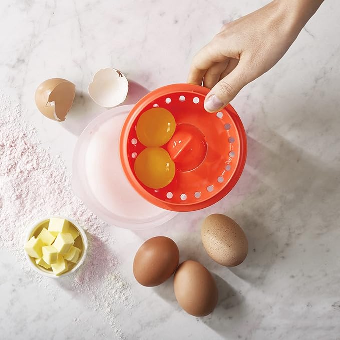 Egg Separator, Easy to, Separates up to 6 Yolks, Non, Reusable for Home Bakery (dark deep orange)