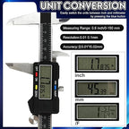 Digital Caliper Measuring Tool,with Large LCD Screen, Easy Switch Inch/MM/Fraction,6inch/150mm Stainlee Steel Caliper and 8inch/200mm Stainlee Steel Ruler for DIY/Household