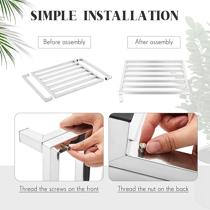 2 Pack Dunnage Rack 23. 6" Long x 23. 6 Wide, 3. 9" Height Stainless Steel Dunnage Rack 1000+ Pound Capacity Storage Commercial Food Service Storage in Restaurant Kitchens Shop(Detachable)