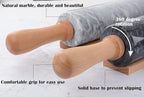Marble Rolling Pin Set with Silicone Pastry Mat,Pastry Brush,Cooking Tongs,Stainless Steel Scraper18.5 inch Polished Non-Stick Roller for Pizza Dough,Fondant,Pie Crust(Gray White)