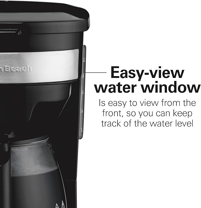 Hamilton Beach 12 Cup Programmable Drip Coffee Maker, Brew Options, Glass Carafe (46299), Black with Stainless Accents