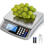 66lb Food Scale, Commercial Kitchen Scale with Price Computing, Plug-in Usable, 0.05oz/1g, 304 Stainless Steel, for Cooking, Vegetables, Farm, Industry, Counting. LC300