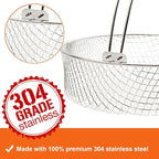 Air Fryer Basket, Steamer Basket for Instant Pot, 304 Stainless Steel Mesh Basket for Instant 6Qt 8Qt Air Fryer, Air Fryer Accessory 8 inch Basket with Handle