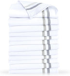 Premium Kitchen Towel (28”x20”, 12 Pack) 100% Cotton Dish Towels Cloths Large Hand Towels Tea Towels for Kitchen with Hanging Loop, Reusable Cleaning Cloths, Fast Dry Lint Free Linen | Gray Shades