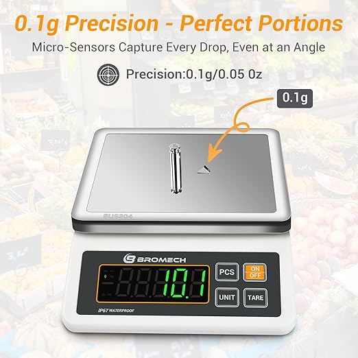 Gram Scale Waterproof Counting Function Weighs Gram, Pound & Kilogram, 13lb Capacity, 0.001lb Increment, Stainless Steel Platform, Perfect for Baker, Pastry Chefs, Homebrewing, Food Production