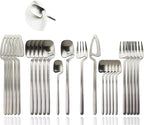 JASHII Silverware Set Satin Finish 24-Piece Stainless Steel Flatware Set Kitchen Utensil Set Service for 6 Tableware Cutlery Set Dishwasher Safe (Matte Silver)