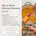 Starpack 'Stir & Serve' Silicone Cooking Utensils Set (5 Pcs) - Kitchen Utensils Set Heat Resistant to 600°F - Kitchen Utensils for Nonstick Cookware - Silicone Utensil Set for Mixing & Cooking