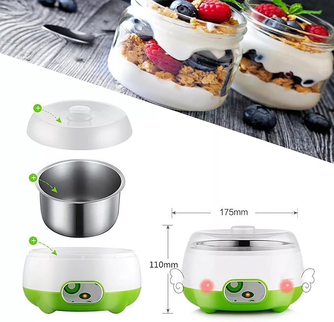 1L Electric Yogurt Maker Auto Constant Temperature w/Stainless Steel Inner Pot DIY Yogurt Maker for Home Organic Yogurt Fruit Wine Maker Cheese Maker