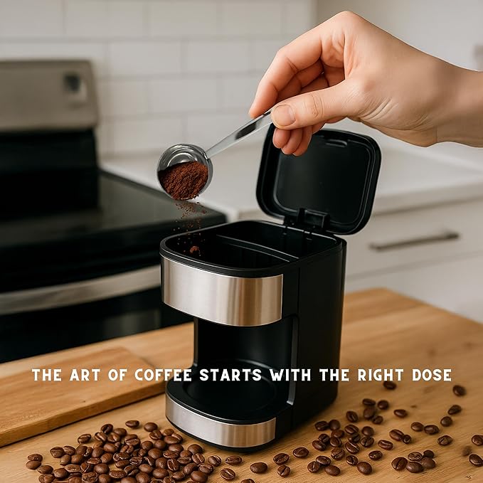 Coffee Scoop Set – 30ml Curved & 15ml Round Stainless Steel Measuring Spoons – Dual Design for Perfect Coffee Tea, & More – Ergonomically Balanced Handles