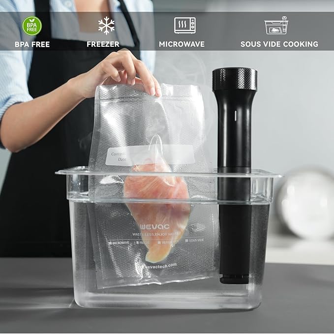 Wevac Vacuum Sealer Bags 11x16' Rolls 6 pack for Food Saver, Seal a Meal, Weston. Commercial Grade, BPA Free, Heavy Duty, Great for vac storage, Meal Prep or Sous Vide