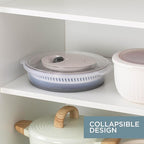 COOK WITH COLOR Collapsible Salad Spinner - 4 QT Space Saving Lettuce Dryer with Folding Collapsible Colander Great for Washing and Drying Fruit and Vegetables (Grey)