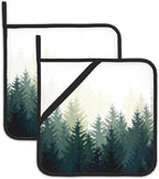 Foggy Forest Pot Holder Set of 2,Kitchen Heat Resistant Potholder for Women Men BBQ Cooking Baking