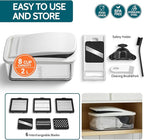 Sopito Vegetable Chopper Heavy-Duty Mandoline Slicer for Kitchen - Multifunctional Onion Potato Food Veggie Fruit Slicer and Cutter with 6 Blades & Container for Onion, Veggies, and Food Preparation