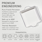 Made In Cookware - Square Baking Dish - Navy Rim - Hand Crafted Porcelain - Professional Bakeware - Made in France