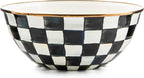 MACKENZIE-CHILDS Enamel Everyday Bowl, Serving Bowl for Entertaining, Large, Black-and-White Courtly Check, Set of 1