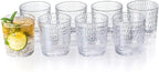 15oz Clear Acrylic Glasses Drinkware (Set of 8), Honeycomb Stackable Shatter-Proof Plastic Tumblers, Reusable Plastic Drinking Glasses, BPA-Free, Dishwasher-Safe
