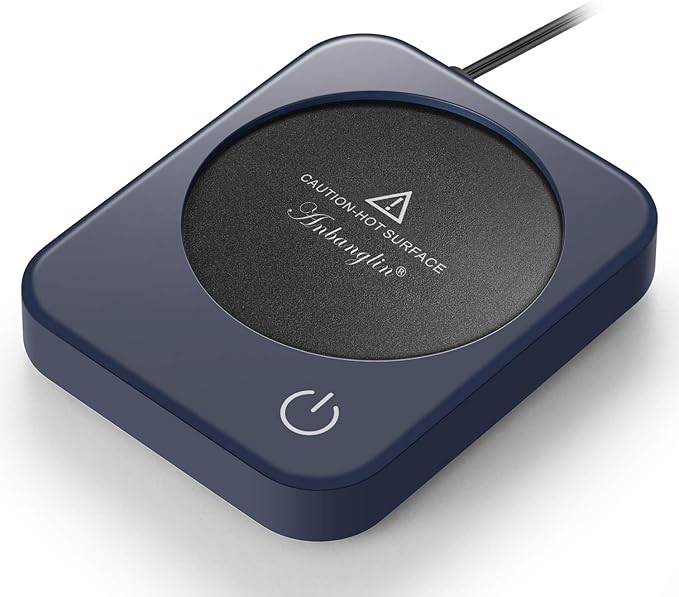 AnbanglinCoffee Mug Warmer, Smart Cup Warmer for Desk, 3 Temperature Control & Auto Shut Off, Electric Cup Warmer for Heating Candle,Milk,Tea,Beverage (Dark Blue-No Cup)