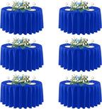 sancua Royal Blue Round Tablecloths 90 Inch, 6 Pack - Circle Fabric Table Cloth for July 4th Independence Day Wedding Party Banquet Birthday, Washable Polyester Table Cover (Fit 30-72 Inch Tables)