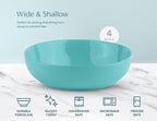 KooK Pasta Bowl, Salad Bowls, Soup, Serving Bowls, Ceramic, Large Capacity, Microwave & Dishwasher Safe, Set of 4, 40 Oz,(Light Turquoise)