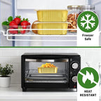 8.6"×6.5"×2.4" - 40 Pack 3LB/48oz Gold Aluminum Foil Pans with Lids Heavy Duty, Foil Food Containers with Lids, Tin Foil Pans for Baking, Meal Prep, Freezer, Heating and Takeout