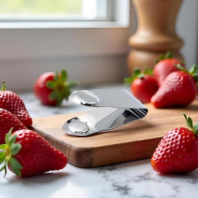 2Pcs Silver Stainless Steel Strawberry Huller Fruit Stem Remover Home Kitchen Tools for Cherry Tomato, Corers (2.8 * 1)