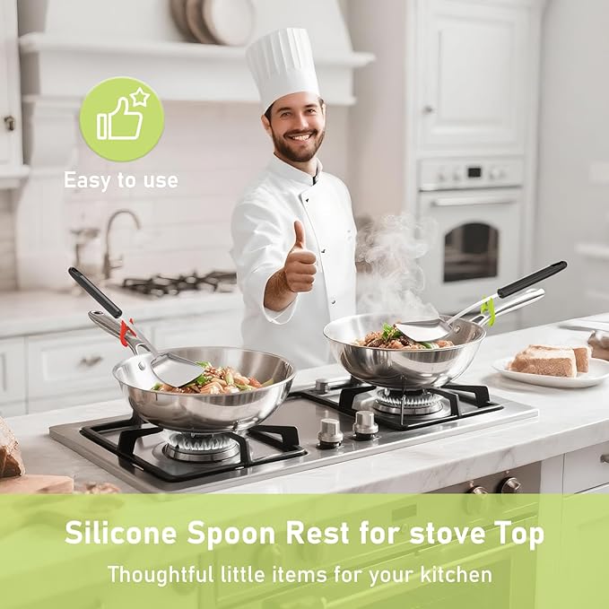 10-Pack Silicone Pot Clip Spoon Rest, Non-Slip Heat Resistant Spoon Holder for Pot, Kitchen Cooking Utensil Rest