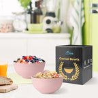 HOTEC Unbreakable Wheat Straw Cereal Bowls - Microwave & Dishwasher Safe Soup and Salad Bowls, Set of 8, 26oz, BPA Free,Pink