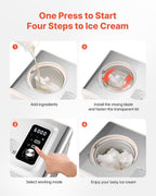 VEVOR Automatic Ice Cream Maker with Built-in Compressor, 2 Quart No Pre-freezing Gelato Maker, Electric Sorbet-Maker, 3 Modes Compressor Ice Cream Machine for Home Kitchen