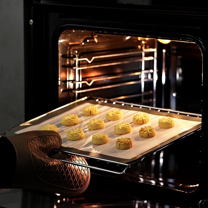 KitchenRaku Silicone Baking Mat Set of 3, 2 Half Sheets (16.5"x11.6") + 1 Quarter Baking Sheet Reusable Silicone Cooking Mat, BPA Free Baking Sheet for Cookies, Macarons Bread & Pastry