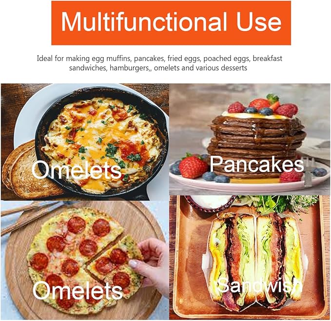 Large 2 Packs 8" Omelette Ring for Griddle,Stainless Steel 8 Inch Griddle Omelet Rings,Non-Stick Pancake Egg Ring Round Omelette Rings Omelet Mold Muffin Mold Silicone Handle