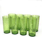 Yalin 24-Ounce Plastic Tumbler Acrylic Drinking Glasses, Reusable Plastic Cups, Stackable, BPA-Free, Shatter Proof, Dishwasher Safe, Set of 8 (Green)