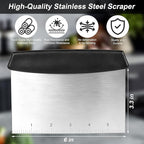 Bench Scraper,Dough Scraper,Premium Stainless Steel Dough Cutter with Measuring Scale,Multi- Purpose Food Scraper for Pastry,Cake,Pizza,Bread,Cooking