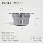 Made In Cookware - Stainless Steel Pasta Insert - Premium Stainless Steel - Professional Cookware - Crafted in Thailand - Fits 6 and 8 QT Stock Pots