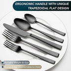 Matte Black Silverware Set, EIUBUIE 40-Piece Premium Stainless Steel Black Cutlery Set for 8, Matte Flatware Sets, Kitchen Utensils Sets Include Forks Spoons Knives