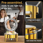 Chafing Dishes for Buffet, 6QT Round Stainless Steel Chafing Dish with Transparent Hydraulic Lid, 304 Food Pan, Buffet Warmer for Parties and Events (Golden)