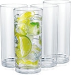 Zulay Kitchen Acrylic Glasses Drinkware - 4 Piece Unbreakable Plastic Tumblers - BPA-Free, Reusable Plastic Drinking Glasses for Home & Outdoors - Stackable, Lead-Free & Dishwasher Safe - (16 oz)