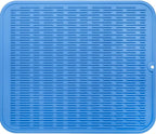 Silicone Dish Drying Mat for Multiple Usage,Easy clean,Eco-friendly,Heat-resistant Silicone Mat for Kitchen Counter or Sink,Refrigerator or Drawer Liner Lichen BlueL XL 18 inches x 16 inches