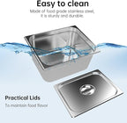 Valgus Commercial Stainless Steel 4 Sections Bain Marie Food Warmer 16 Qt Buffet Server with Lid and Tap for Home, Catering, Restaurants