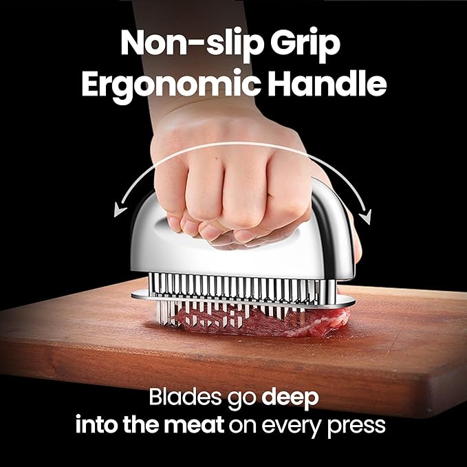 Meat Tenderizer Tool, Ultra Sharp Needle Blades 100% Stainless-Steel, Heavy-Duty Kitchen Gadgets, Hand Held Meat Tenderizer Needle Tool, Cooking Gadget for Tenderizing Chicken, Steak, Veal, BBQ