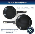 Oster Hawke 14 Piece Aluminum Premium PFA Free Ceramic Nonstick Blue Saphirre Pots and Pans Cookware Set W/Induction Base